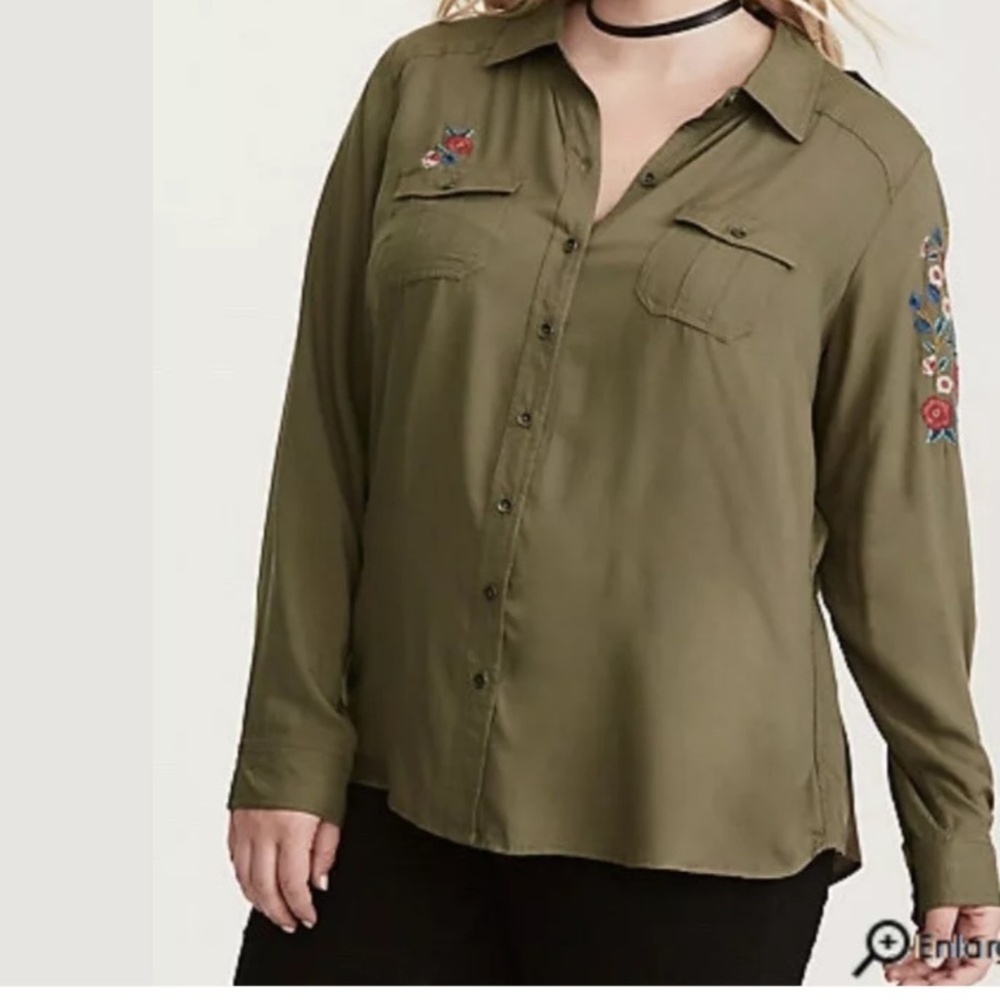 Torrid Embroidered  Button Shirt NWT